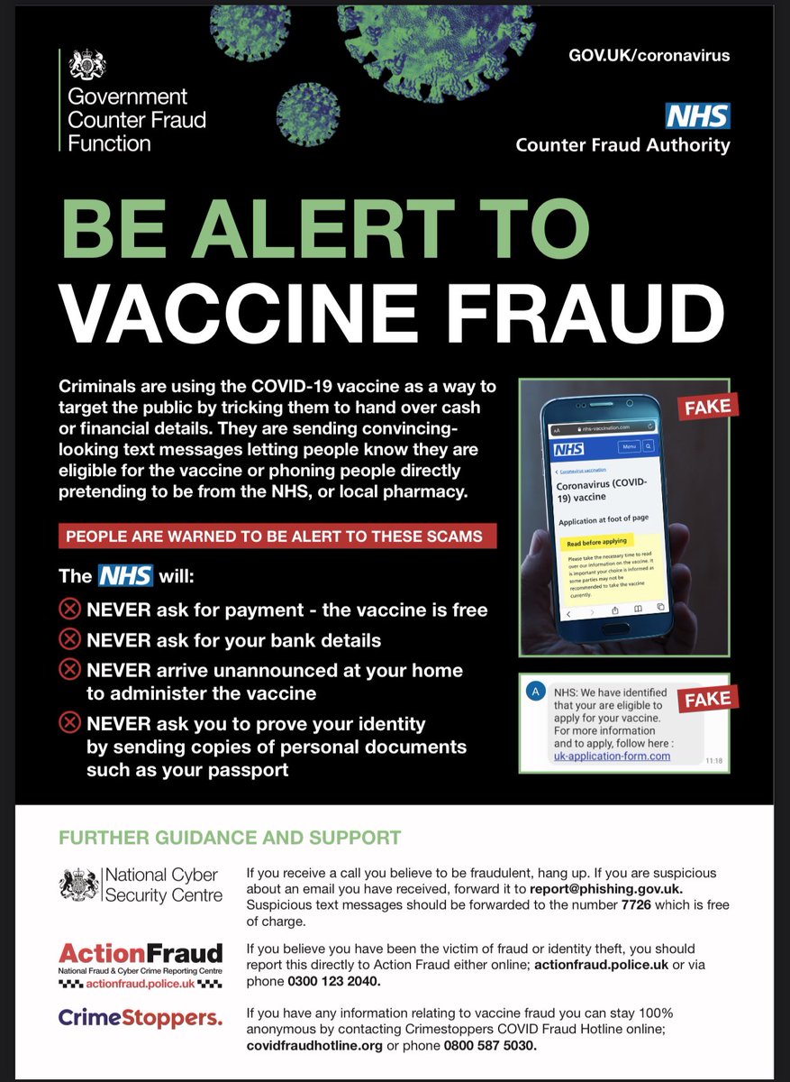 HarpsCyberX's tweet photo. Be Alert To Vaccine Fraud. Please share to family members.
#PreventFraud #LetsGetCyberAware https://t.co/HKuCEaI8eU