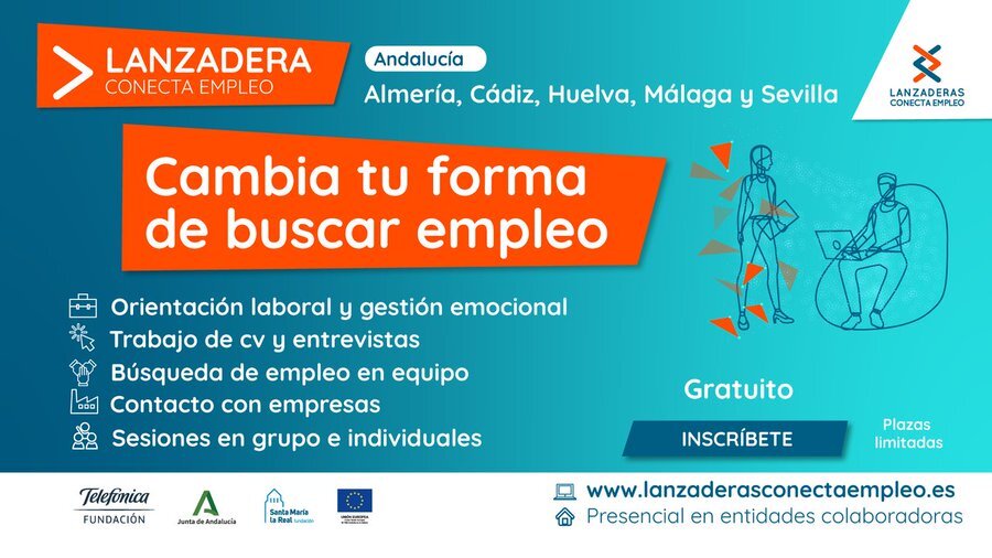 📢Andalucía contará a partir de marzo con cinco nuevas Lanzaderas Conecta Empleo. 📝 Si quieres participar en este programa gratuito para reactivar tu búsqueda de trabajo tienes hasta el 19 de febrero para formalizar tu inscripción 👉 lajunta.es/2r9ps