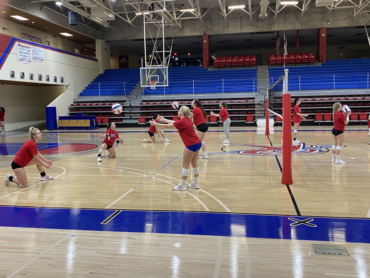 SDVB's tweet photo. Getting ready to make history on Tues vs Walters State in first volleyball game in Roane State history https://t.co/1IMJpY3GeG
