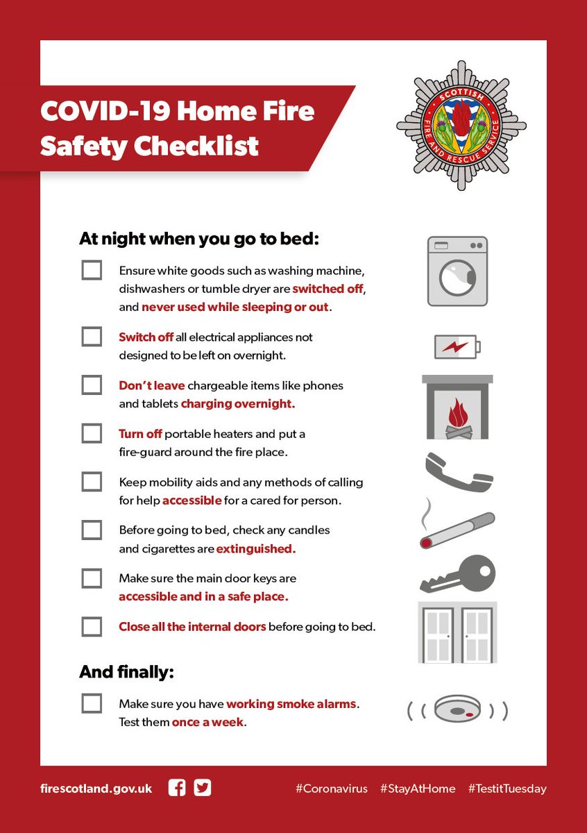 scotfire_Edin's tweet photo. With us all spending more time at home why not take a minute to check your home is safe from fire with our HOME FIRE SAFETY CHECKLIST.🏡🔥🔊 https://t.co/Zhf8n5bSto