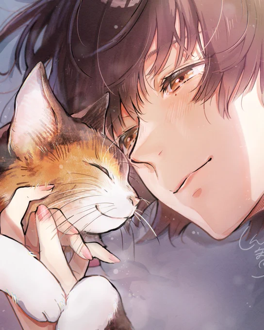 ずっとこうしていたいな
#創作  #猫 