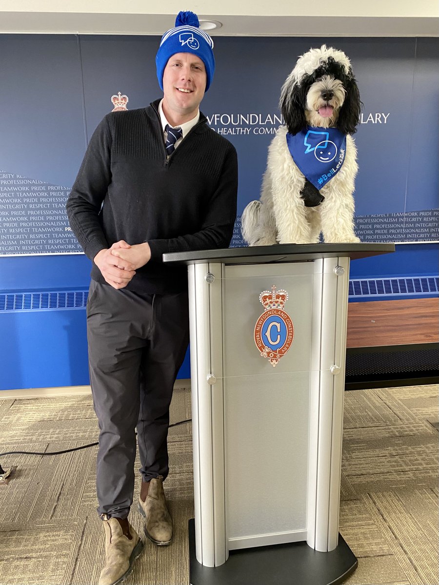 Myself &amp; <a href="/RNC_PoliceNL/">Royal Newfoundland Constabulary</a> Media Relations Officer Cst.Cadigan would like to make an announcement 📢 today on <a href="/Bell_LetsTalk/">Bell Let's Talk</a> Day 2021, so here goes ...

                        (Silence)

...sure I can’t talk, what am I thinking! I’ll just keep tweeting #BellLetsTalk then.
🐾Stella