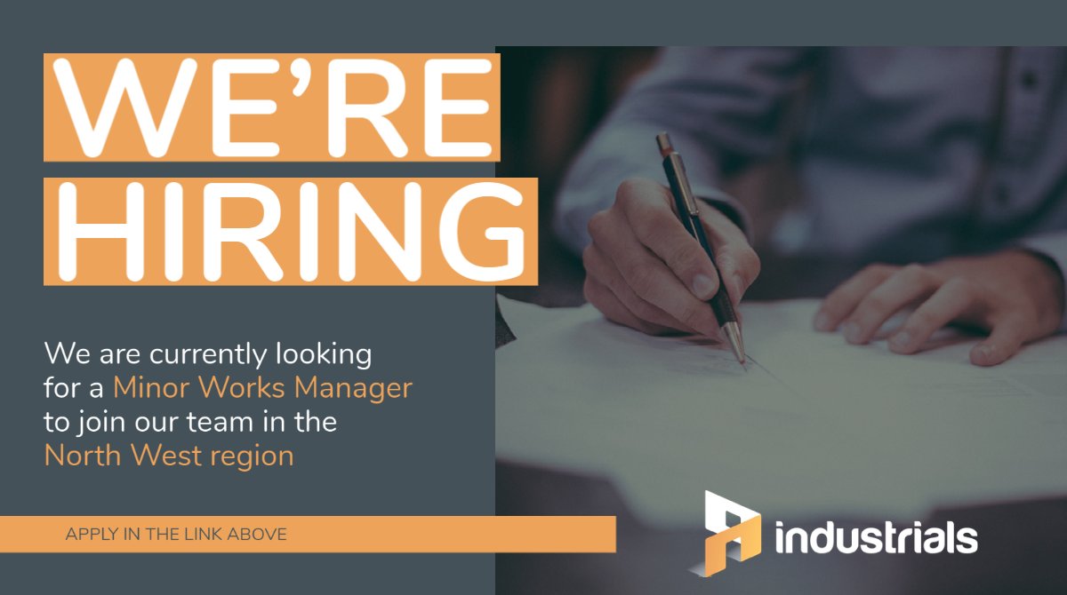 We're currently looking for a Minor Works Manager to join our team in the North West region. Interested? Apply with a cover letter and your CV on our website now: industrials.co.uk/minor-works-ma… #northwest #jobopportunities