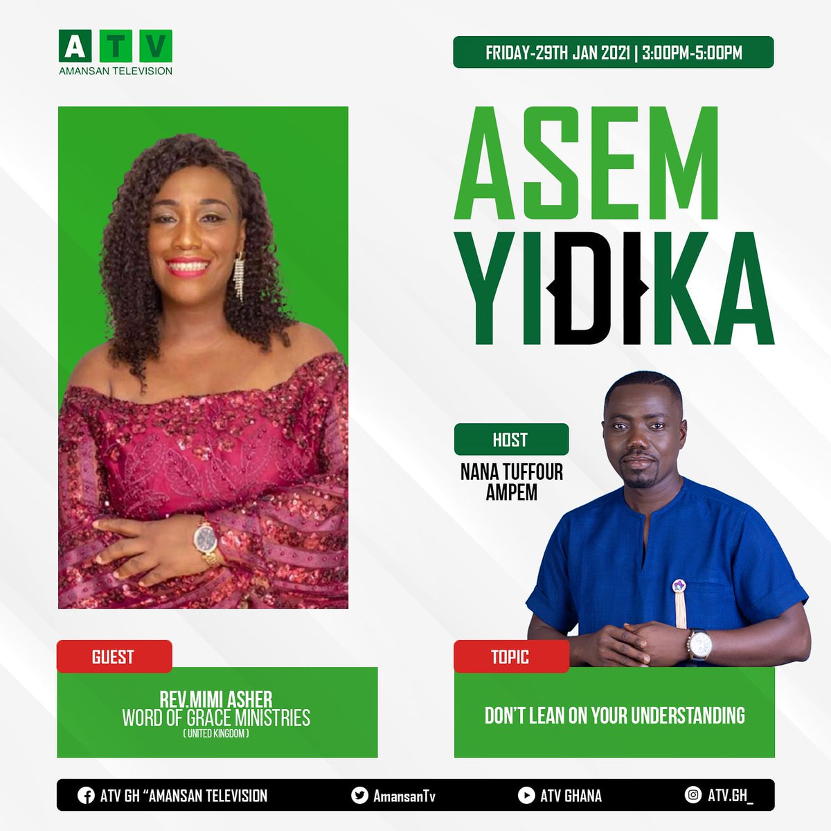 AmansanTv's tweet photo. Join us tomorrow on #asemyidika at 3:00pm with the lovely Rev. Mimi Asher https://t.co/6qGBS6phvP