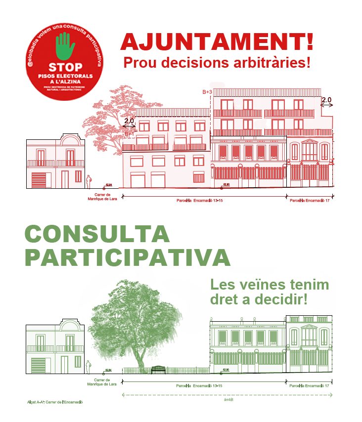 alzinadegracia's tweet photo. @eloibadia,@jordievole ,@indepe_gracia No permetem que es destrueixi l'espai de l'Alzina i s'enderroquin les cases d'Encarnació per justificar el cost d'un error de l'ajuntament amb la concessió de llicències! "NO PISOS ELECTORALS" SI ESPAIS VERDS I RESTAURACIÓ DE PATRIMONI! https://t.co/mIV79z3FGd