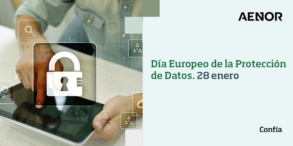 AENOR's tweet photo. En el Día Europeo de la Protección de Datos ponemos en valor las normas que ayudan a proteger la privacidad y refuerzan los flujos de datos seguros. #AENORConfía 
#DíaEuropeoDeLaProtecciónDeDatos 
#EuropeanDataProtectionDay #dataprotectionday 
🔐 https://t.co/D3MhaMkkhR https://t.co/A55hohbuQV