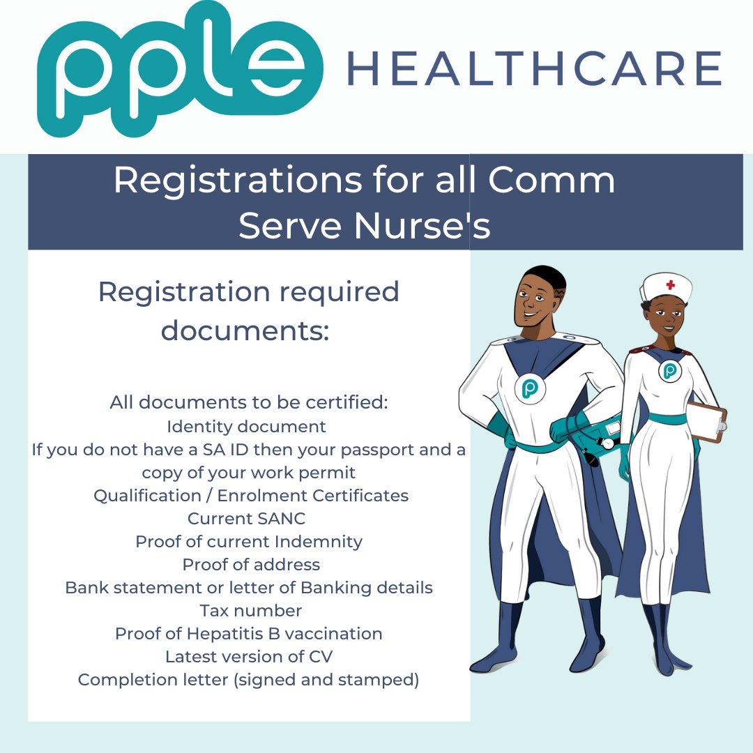 PpleHealthcare's tweet image. #Registration #registerednurse #CommServe #pplehealthcare

Please send CV and documents to the following emails:

Western Cape WCHealth@pple.co.za
Reference CommSWC202102

KZN KZNHealth@pple.co.za
Reference CommSKZN202102

Gauteng JHBHealth@pple.co.za
Reference CommsJHB202102