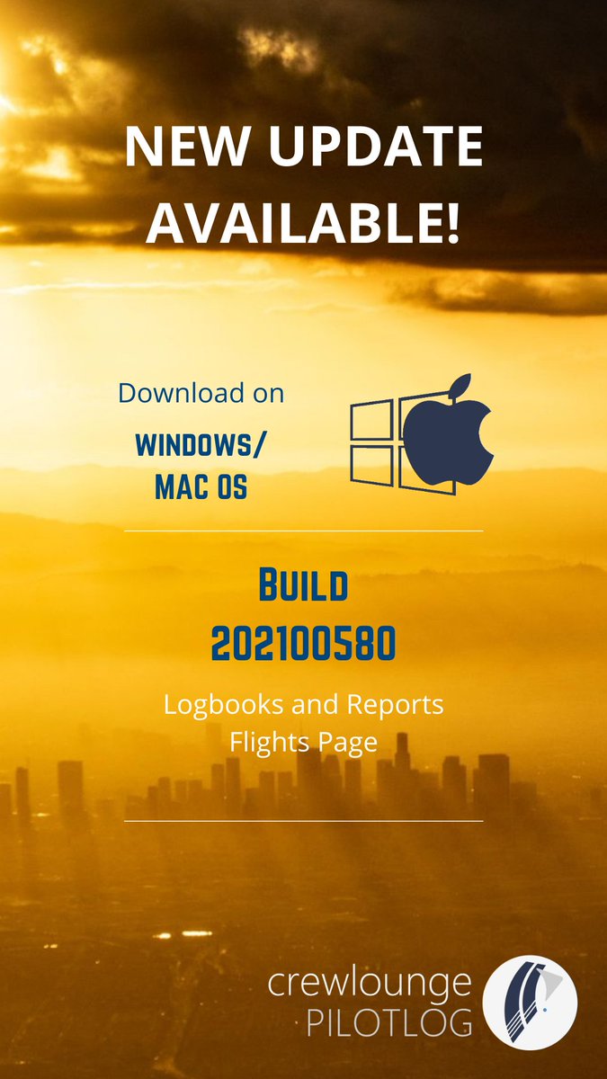 crewloungeaero's tweet photo. Download now CrewLounge PILOTLOG (Windows / Mac OS) Latest Build Update 202100580

#crewlounge #crewloungeaero #crewloungepilotlog #newupdate #improvement #bugfixes #aviation #pilotlife #cabinlife #electroniclogbook #mylifeinthesky #downloadnow #macos #windows https://t.co/ytSaCff3Fv