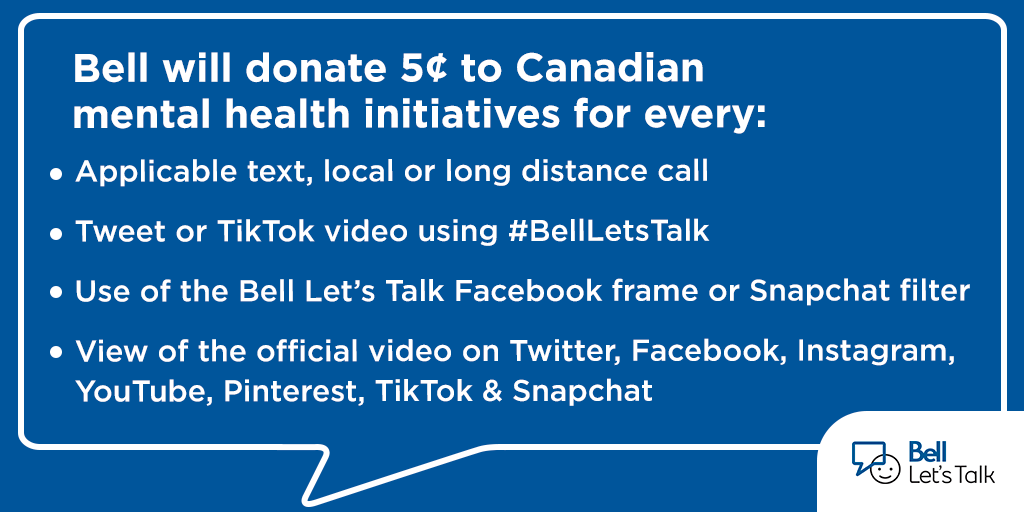 KidSportNB's tweet photo. Today is #BellLetsTalk Day. Here are all the ways you can participate to help raise money for Canadian mental health initiatives. https://t.co/ulpy886Zb3