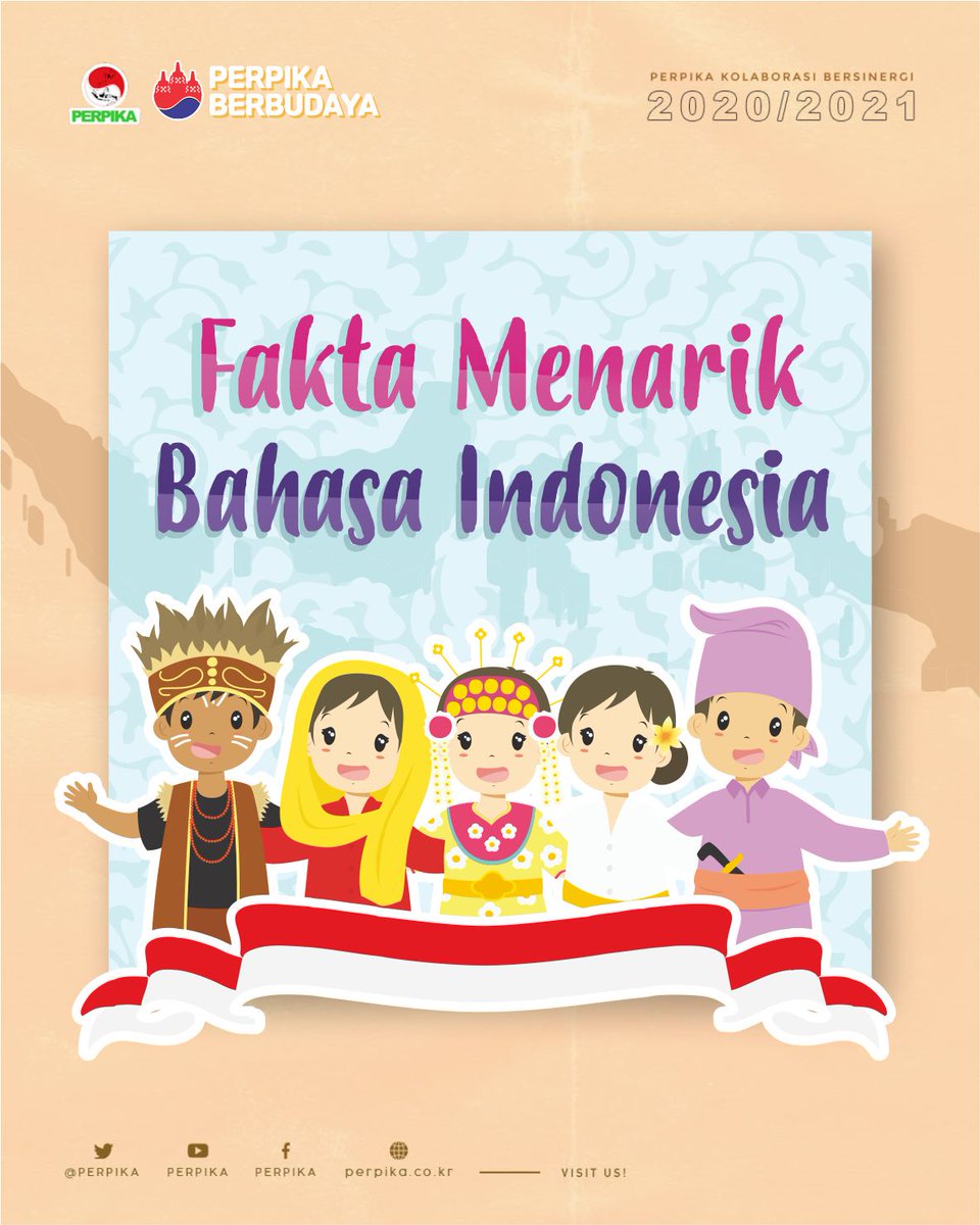 Perpika's tweet photo. #PerpikaBerbudaya
"Fakta Menarik Bahasa Indonesia"

Sobat Perpika! Sebagai orang yg lahir dan tumbuh di Indonesia, Bahasa Indonesia pasti kita gunakan utk berkomunikasi sehari-hari. Tapi apa sobat tau ternyata di luar negeri pun bahasa kita juga kerap digunakan lho!

ㅡA Thread🌟 https://t.co/4hjjavk0bZ