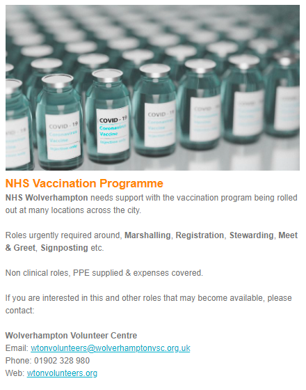 WtonVolunteers's tweet photo. Please r/t @HWwolverhampton @QualityWCCG @NHSinWolves @WolvesVSC @HarrietE_Star @ExpressandStar https://t.co/bvCeMKty3B