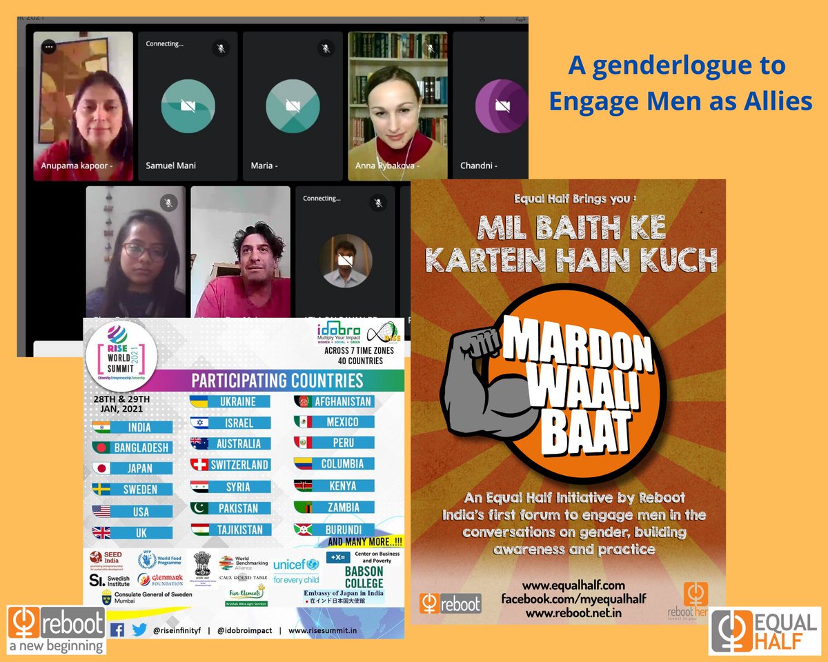 anupamaskapoor's tweet photo. A very interesting #MardonWaliBaat on masculinities & engaging men in the gender equality discourse, with participants from different countries.Virat Kohli's Paternity Leave made for an interesting caselet! A super platform @Idobroimpact #EqualHalf #RiseWorldSummit #EngagingMen https://t.co/ae1GCHDsld