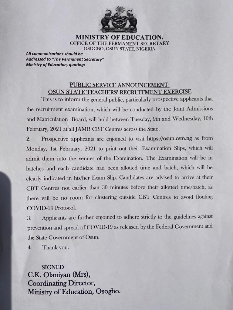 Ministry of Education Osun State (@osun_edu) on Twitter photo 