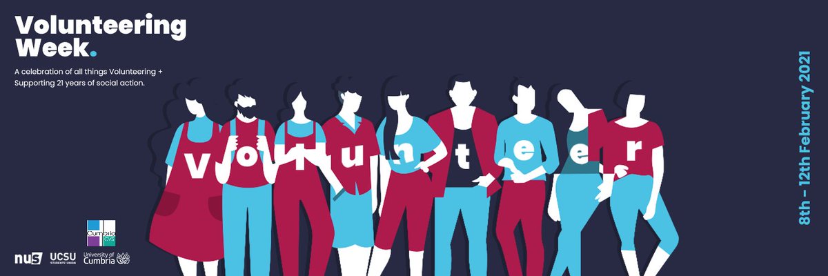 Student Volunteering Week is all about what you can get and give through volunteering. We have a week full of events lined-up, so make sure you save the date!#SVW21 <a href="/CumbriaSU/">Cumbria SU</a> <a href="/CumbriaCVS/">Cumbria CVS</a> <a href="/CumbriaUni/">University of Cumbria</a>