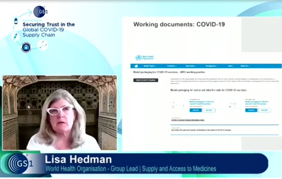 ‘Knowing the relevance of #pharmacovigilance system, WHO is supportive of #traceability information and  actively support the usage of barcoding on the secondary packaging’  says <a href="/WHO/">World Health Organization (WHO)</a> Lisa Hedman at #GS1ExecutiveDialogue