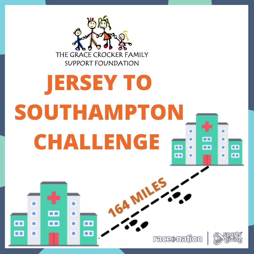 👟The Jersey to Southampton Challenge has already raised over £3000 for The Grace Crocker Foundation on our #SportsGiving platform!

Run, walk or jog the distance from Jersey Hospital to Southampton General Hospital - a total of 164 miles!

#challengeyourself