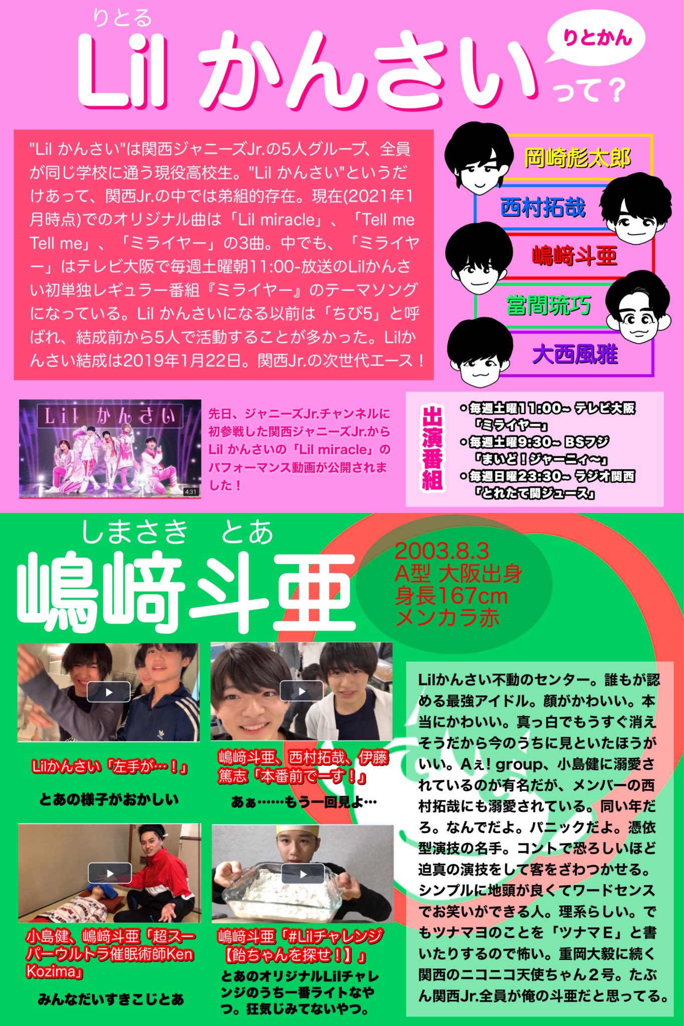 きい 21年1月から新しくジャニーズjr チャンネル火曜日担当になった関西ジャニーズjr Lil かんさい のステマシートを作りました 4月のグループ更新に備えて 予習 復習用おすすめ島動画の紹介です よろしくお願いします Youtube T Co きい 21年1月から新しくジャニーズjr チャンネル火曜日担当になった関西ジャニーズjr Lil かんさい のステマシートを作りました 4月のグループ更新に備えて 予習 復習用おすすめ島動画の紹介です よろしくお願いします Youtube T Co