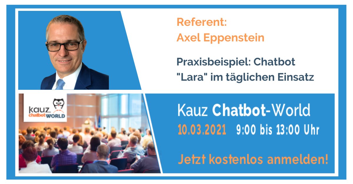 Kauz_ai's tweet photo. Sie wollen mit Ihrem #Chatbot durchstarten? @Axel_Eppenstein von der @ruv_de macht es vor! 🔥Erfahren Sie in seinem Vortrag auf der Kauz #ChatbotWorld alles über #NLU-Chatbot "Lara"! 😊

Live am 10. März! Sind Sie dabei? Jetzt Ticket sichern:🚀 https://t.co/CNefpnmqIq https://t.co/LjVw21826s