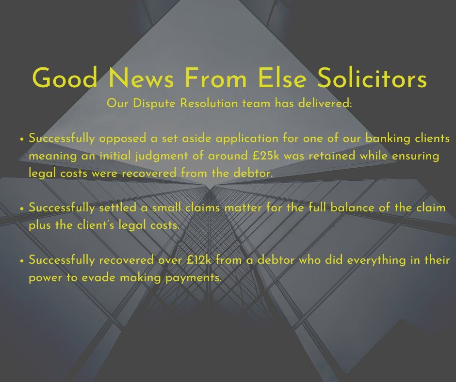 In recent weeks, our Dispute Resolution team has been hard at work fighting for our clients and delivering first class returns.

Our offices may be closed, but our team remain on hand should you need to get in touch. 

No matter the problem, big or small, we're here to help.