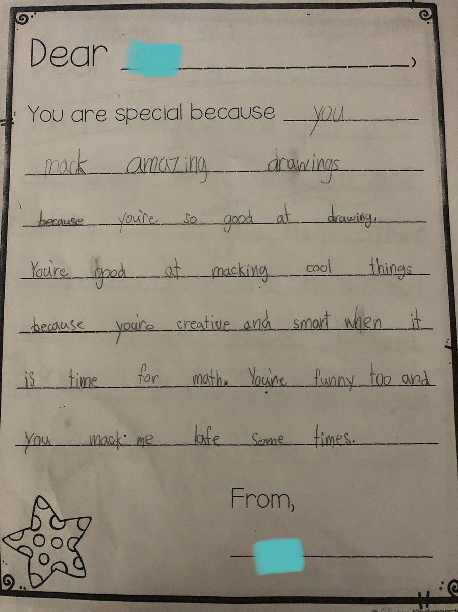 cmilnehrce's tweet photo. Letter writing to the special student of the week while practicing compound sentences. Gr 2/3 students @TantallonSrElem are using conjunctions to join two simple sentences. @HrceLiteracy @keefeleah https://t.co/wUGXvuWr8k