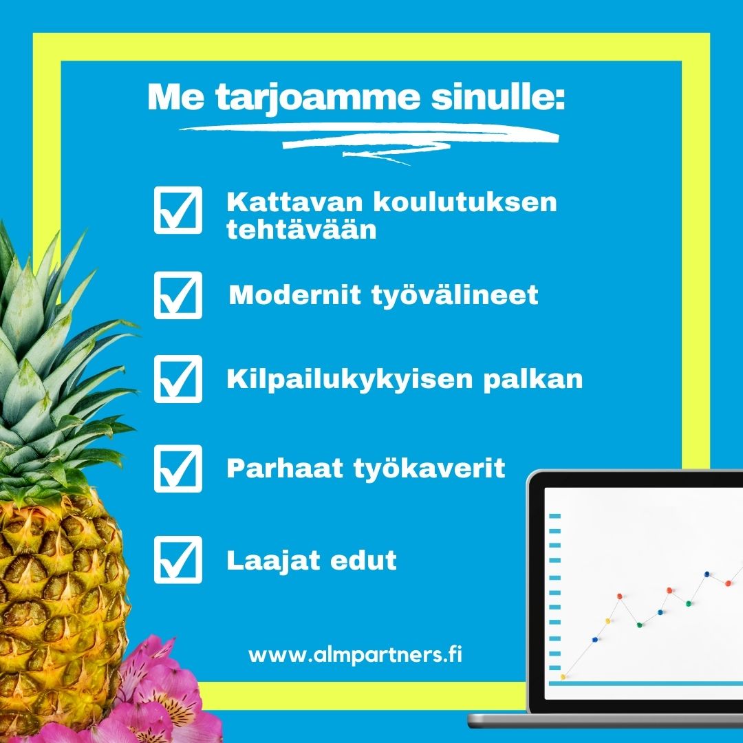 ALMPartners's tweet photo. Oletko kiinnostunut finanssialasta? Etsitkö työpaikkaa tälle vuodelle, jossa pääset oppimaan ja kehittymään aidosti? 

Meillä on tällä hetkellä auki useita eri paikkoja, lue lisää ja hae mukaan: https://t.co/Hi8o4lDyp5
#rekry #avoimettyöpaikat https://t.co/CfgxoHNXN1