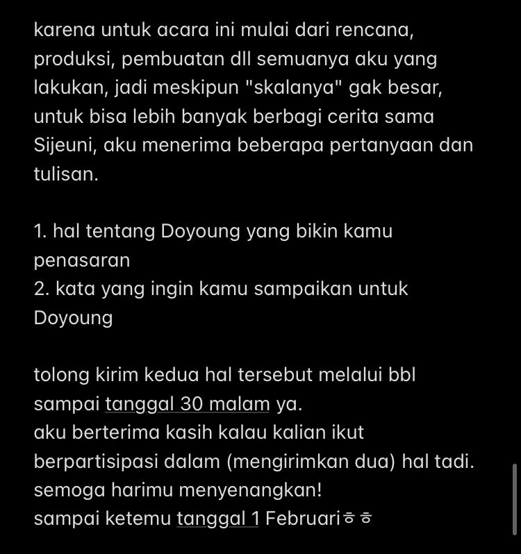 b-DY🐰 

"aku tunggu (pertanyaan dan) kalimat berharganya"