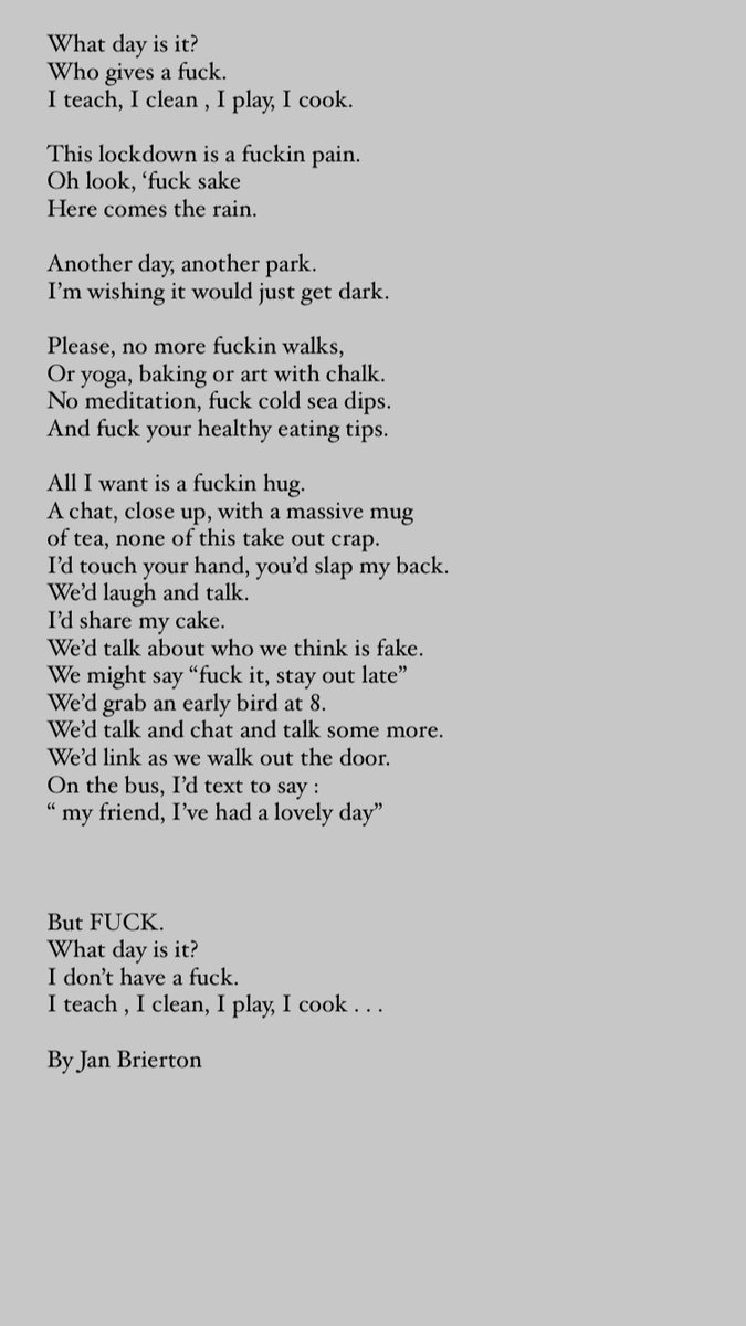 Our presenter @roisiningle found catharsis on today's podcast in reciting an f-bomb laden poem written by Jan Brierton. 

You can too, should you wish! 👇

irishtimes.com/life-and-style…