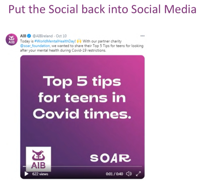 Loving the concept of bringing social media back to it's roots - connection &amp; engagement. 'Put the social back into social media' - great presentation from Cian Corbett! <a href="/AIBIreland/">AIB</a> <a href="/LimerickIT/">gatesletter</a> <a href="/eolasmagazine/">eolas Magazine</a> #SMDublin