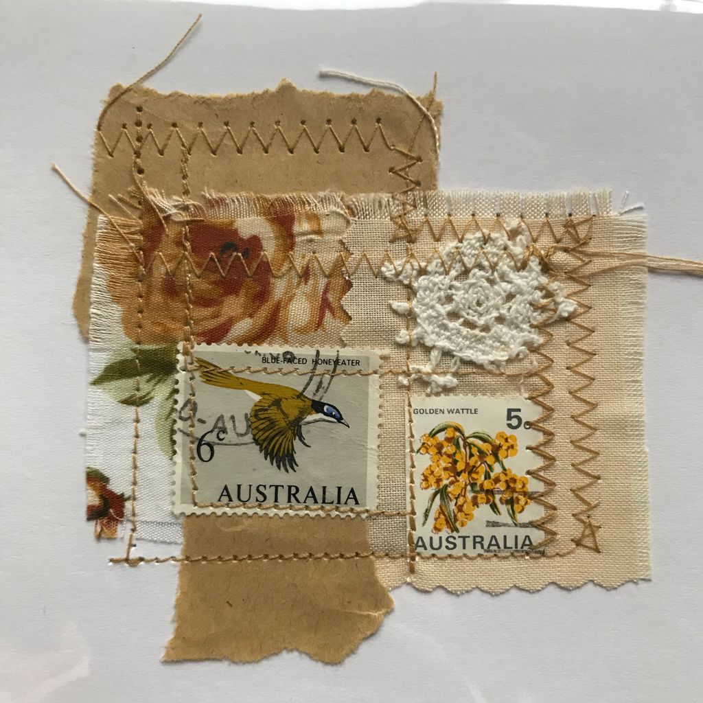 JillingsTonia's tweet photo. Cards made with fabric, stitches and yes!- STAMPS! #philately #philatelist #samps #postagestamps https://t.co/h30A8Zal15