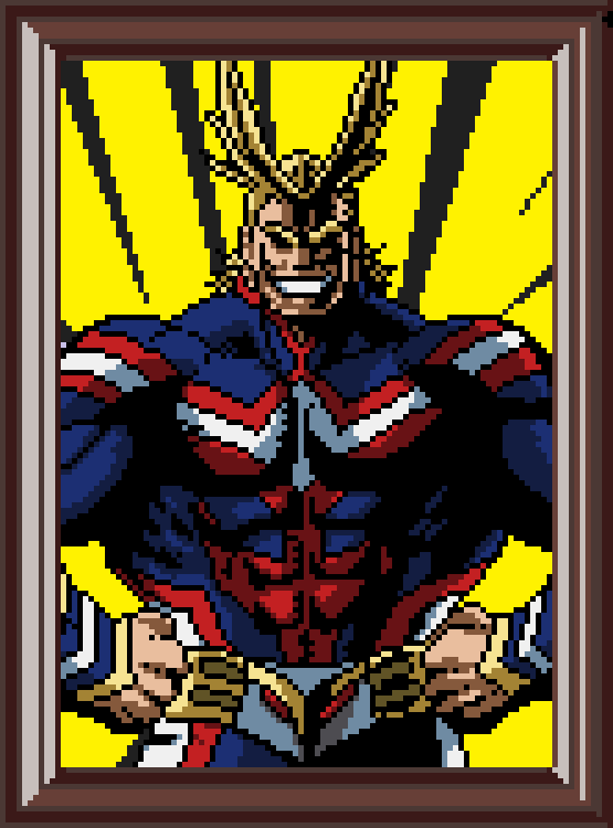 テラリア星人 Pixelien オールマイトのドット絵が完成しました 絵が切れて調子悪かったので額縁を作ってみた ドット 絵 Pixelart Pixelmash 僕のヒーローアカデミア テラリア星人 Pixelien オールマイトのドット絵が完成しました 絵が切れて調子悪かったので額縁を作ってみた ドット 絵 Pixelart Pixelmash 僕のヒーローアカデミア