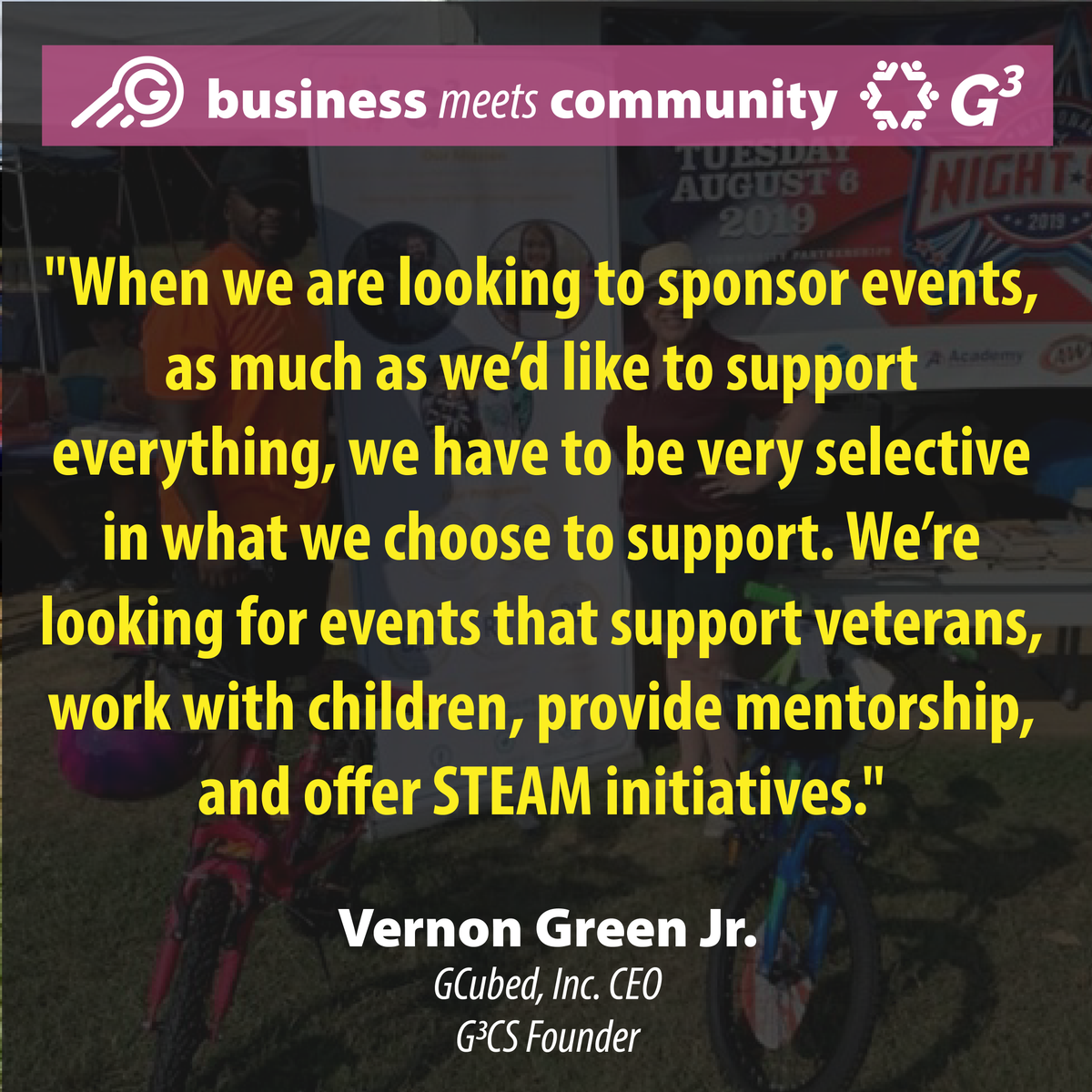 G_CubedINC's tweet photo. How do you choose who you want to sponsor?

#gcubed
#g3cs
#community
#staffordva https://t.co/0j3CYsZtXf