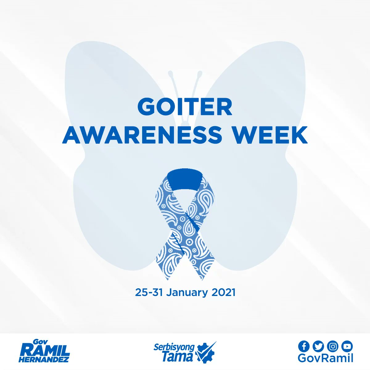 GovRamil's tweet photo. Ngayong January 25-31, 2021 ay ipagdiriwang ang Goiter Awareness Week sa bansa, ayon na rin sa bisa ng Proclamation No. 1188 series of 2006.
Read full article: 👉 https://t.co/2d6DsqJaXp
#GoiterAwarenessWeek https://t.co/WmvwqbRwTS