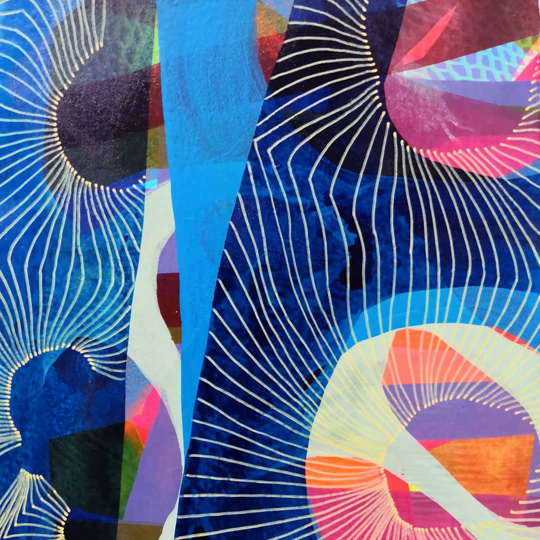 natalieryde's tweet photo. Patterns of Play #2 Acrylic ink and screen print on Somerset Satin paper 410gsm 23cm x 23cm available for £175 + postage DM to enquire #artistsupportpledge #newpainting #blues #paintingonpaper https://t.co/SoVLdS6OcS