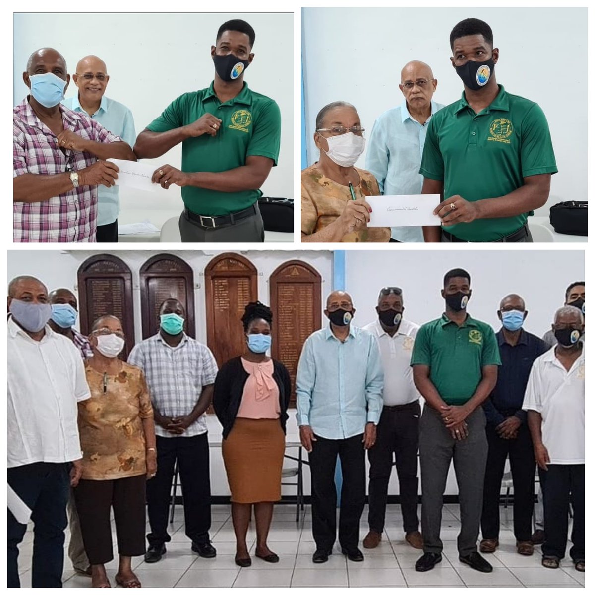 dglbec's tweet photo. The WBro Vincent Simon (WM) and Charity Steward WBro Francis Emmanuel presenting recent charitable donations by St. George Lodge No 3421EC to various worthy causes in Dominica. Monday, January 25, 2021. (See article for details).
#Freemasonry
#Masons
#DGLBEC
#Charity
#Dominica https://t.co/Bgmvlz2lww