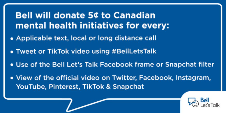 Every single action counts! #BellLetsTalk