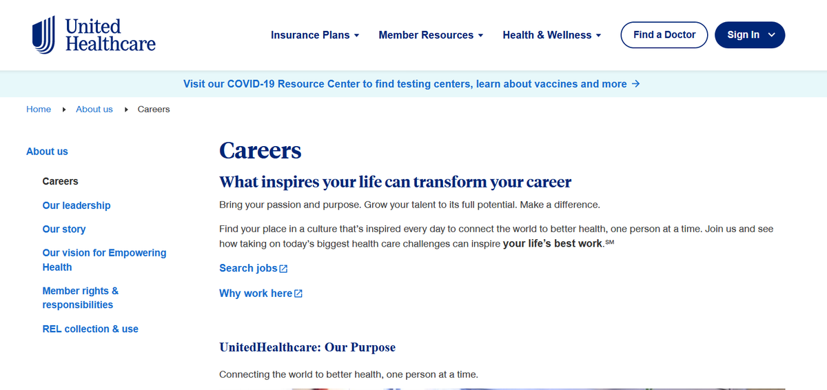 12/ United Health "What inspires your life can transform your career"(hopefully you are inspired by extracting wealth from a bloated healthcare economy)