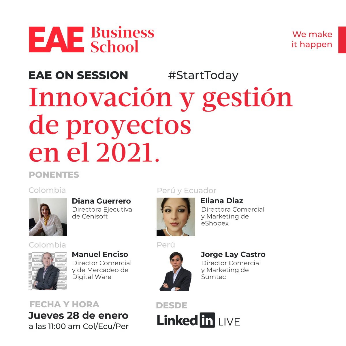 cenisoft's tweet photo. #EventosCenisoft
¡Hoy imperdible!
A las 11:00 am nuestra Directora @DianaMaGuerrero participará en el primer #EAEOnSession de @EAE_B_School
Conoce las tendencias en gestión de proyectos y en innovación para este 2021
Regístrate en https://t.co/mz6S5mo3Ig
¡Los esperamos! https://t.co/WlInoCavvr