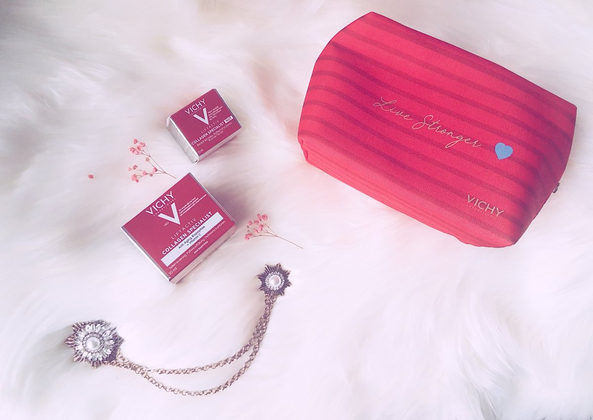 Beautysimple5's tweet photo. J'adore cette trousse de chez Vichy elle contient la Crème Liftactiv Collagen Specialist avec en cadeau le soin de nuit Collagen Specialist 15ml #test #vichy #fanvichy #fanvichytestproduit #vichylover #testproduit #coffretcollagen #testproduit#coffretcollector #coffretnoel https://t.co/53444lXnN8