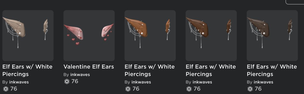 Inkwaves On Twitter Heyy Everyone I Got Loads Of Requests To Do A Full Shade Range Of The Elf Ears So Here They Are Ill Be Releasing Some New Items Next - elf ears roblox code