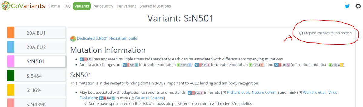 The  #SARSCoV2 pandemic & the research on it is ongoing & changes every day. We're making every effort to keep CoVariants updated, but welcome PR requests & issues to ensure it is as useful as possible!See links at the top right of each section!9/12 http://github.com/hodcroftlab/covariants
