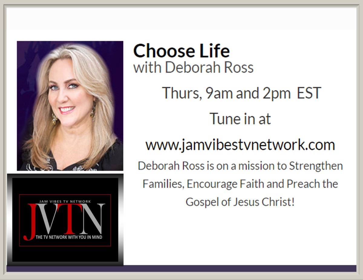 FSFChrist1's tweet photo. 1-28-21 9:00 AM EST Choose Life
with Deborah Ross  Thurs, 9 am and 2 pm EST
Tune in at https://t.co/rkrd9SxL3w
Deborah Ross is on a mission to Strengthen Families, Encourage Faith, and Preach the Gospel of Jesus Christ! https://t.co/xoC3Iqn7Ck
