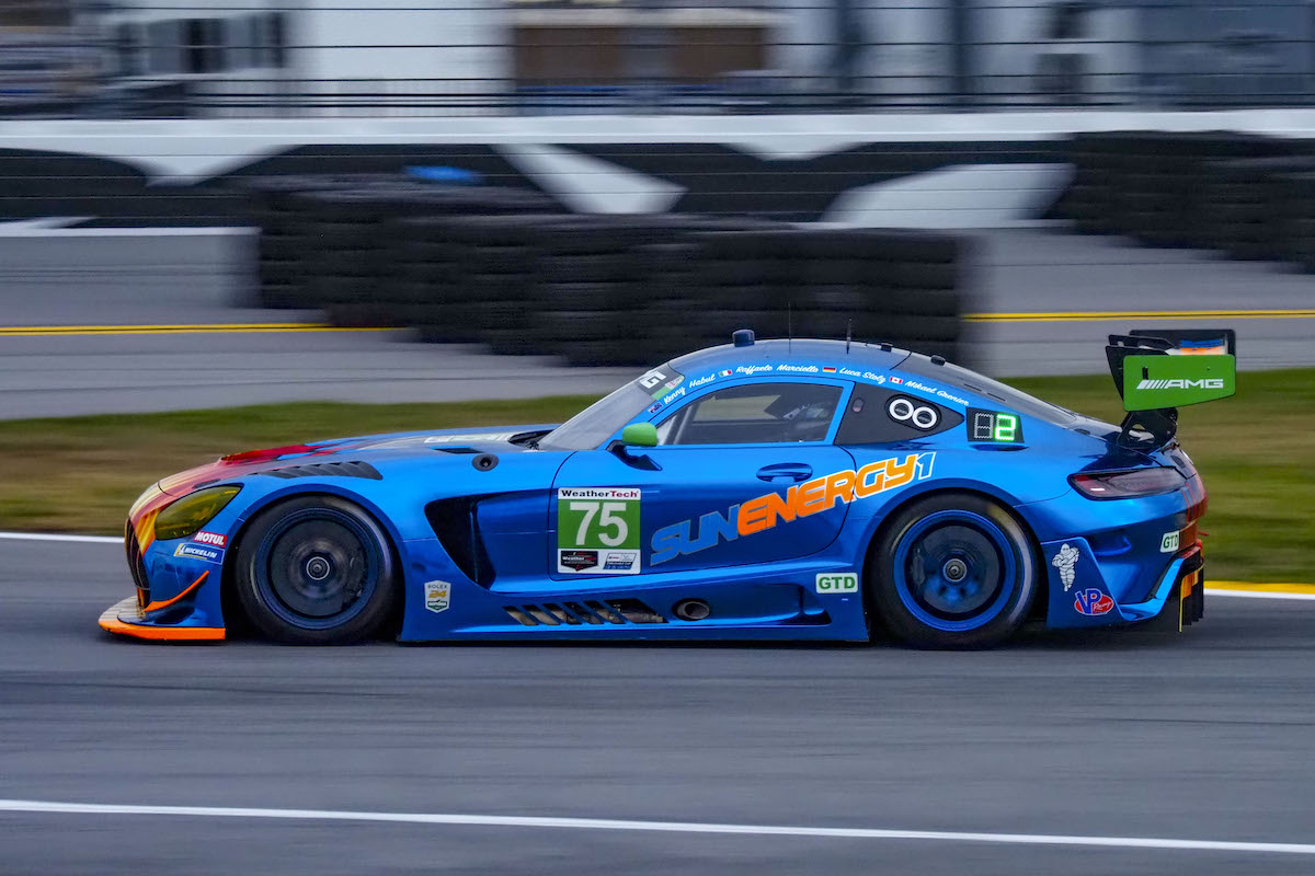 MercedesAMG's tweet photo. Back at @DAYTONA for the @Rolex24Hours! Three #AMGGT3 by Alegra Motorsports, @SunEnergy1Race and @WinwardRacing enter the @IMSA season opener. The legendary 24-hour race starts Saturday at 9.40 p.m. CET. Stay tuned!

#MercedesAMG #IMSA https://t.co/anRWehDM5V
