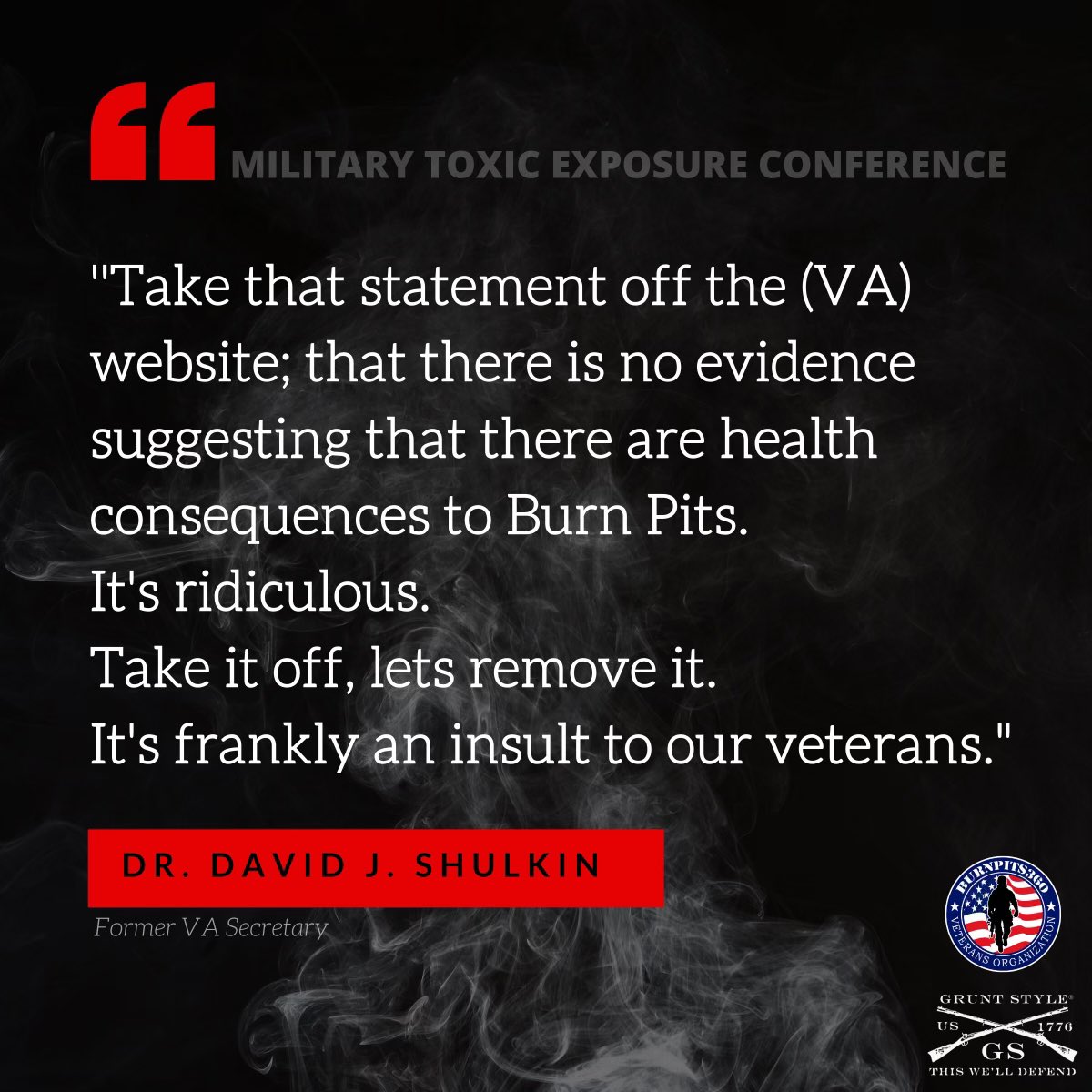 DavidShulkin's tweet photo. So glad to say that VA has now removed the statement off their website that there are no adverse health consequences associated with burn pits. https://t.co/mxPpc9A1ib