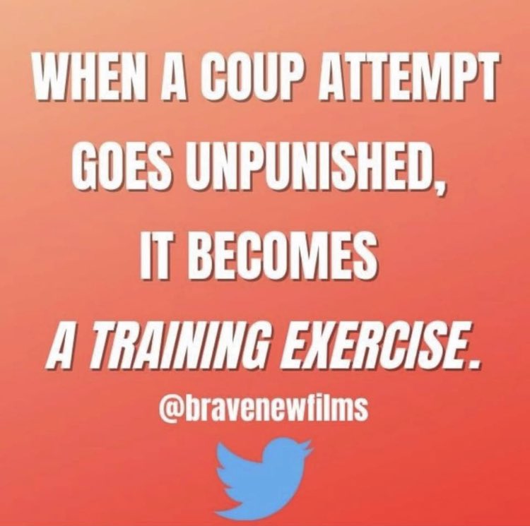 ...”When a coup attempt goes unpunished, it becomes a training exercise.”
-Brave New Films
#ThursdayThoughts #ThursdayMorning #Sedition #Congress #Senate #AmericaOrTrump #America #MitchMcConnell https://t.co/QccbkwV309
