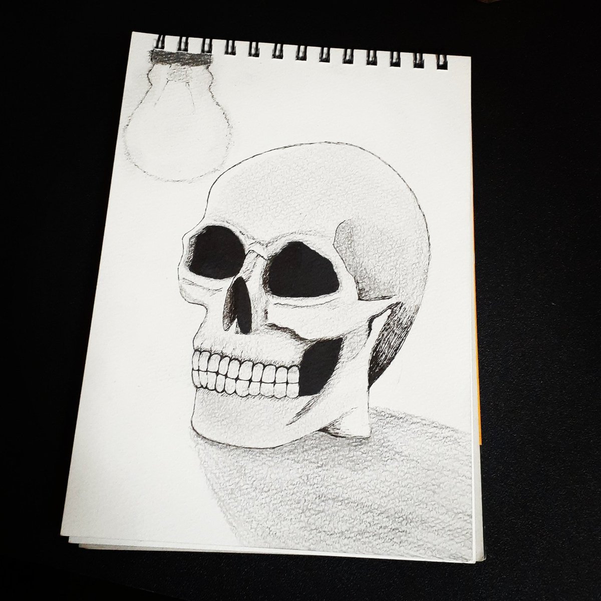 Siro龍 アナログ絵 髑髏 イラスト好きさんと繋がりたい 白黒にするとかっこいいって聞いた 絵師さんと繋がりたい 気分転換に髑髏描いてみましたー