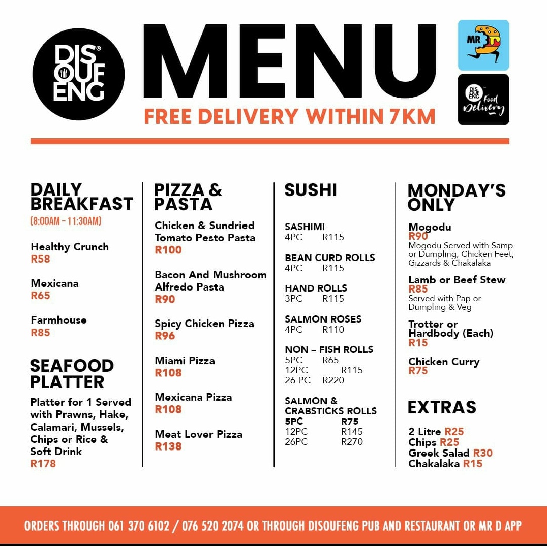Mulberry_ZA's tweet photo. We understand that you're tired after a long day at work and you don't always feel like cooking🤷🏿‍♂️ That's why we are there! Just take a look at our delicious menu, place an order and we'll deliver to your doorstep.

📞 0765202074/0613706102
#DisoufengDelivery #DisoufengMenu https://t.co/18m3D6BlAJ
