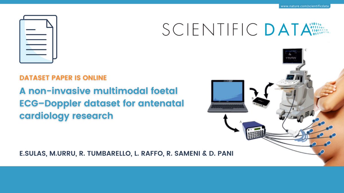 Unica Eolab (@unicaeolab) on Twitter photo Here is the first open-access multimodal #foetalECG - #Doppler #dataset that features simultaneous non-invasive electrophysiological recordings and foetal pulsed-wave Doppler.
📑 Paper is available online in <a href="/ScientificData/">Scientific Data</a> journal of @nresearchnews:
nature.com/articles/s4159… Here is the first open-access multimodal #foetalECG - #Doppler #dataset that features simultaneous non-invasive electrophysiological recordings and foetal pulsed-wave Doppler.
📑 Paper is available online in <a href="/ScientificData/">Scientific Data</a> journal of @nresearchnews:
nature.com/articles/s4159…