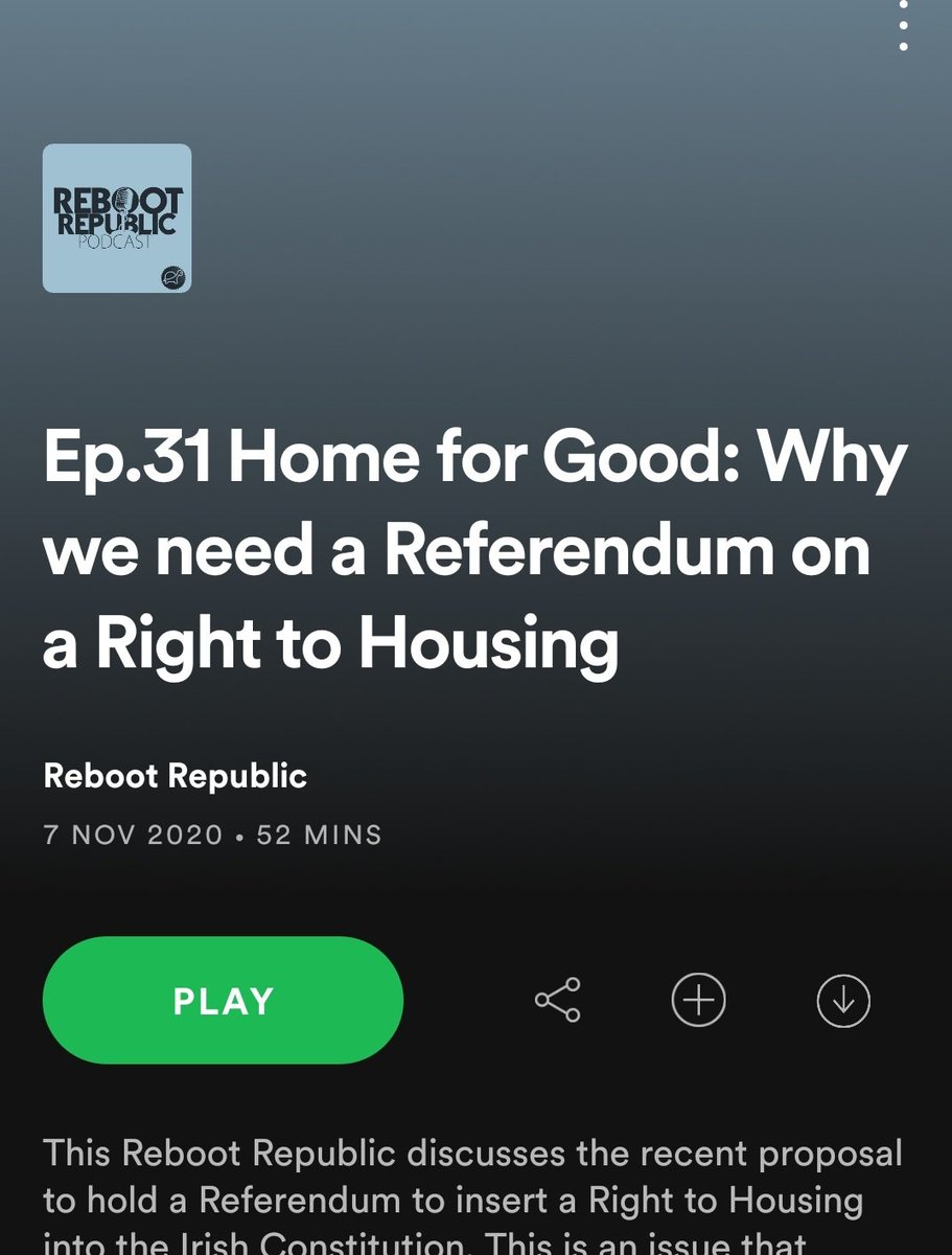 7. Our housing system should ensure everyone has the basic human right of a home. A Referendum should be held this year ( #COVID19 permitting) to put  #Right2housing in the Constitution. This should not be shelved to a Housing Commission. It is essential.  https://open.spotify.com/episode/6yT6OdFi1Y5oOZRAKXmJWF?si=6lPJX85YQFGjvBzHaVGfhg