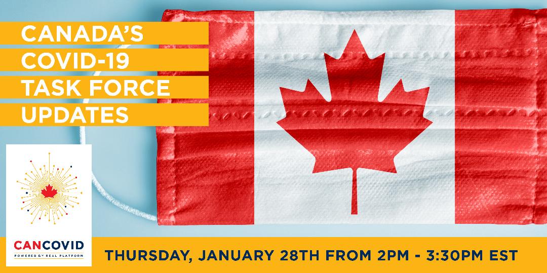Special Event Today!

Join us and leaders of Canada’s COVID-19 Vaccine, Immunity, Testing, and Therapeutics Task Forces on January 28th in a live discussion about the current state of the pandemic.

More details: cancovid.ca/2021/01/covid-…

#CanCOVID #COVID