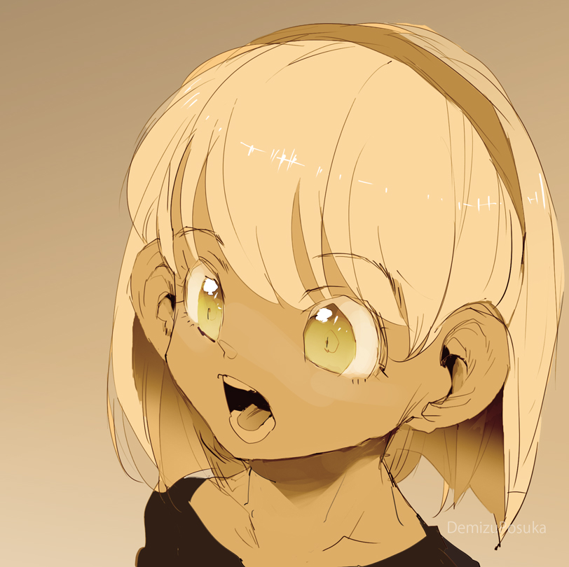 1girl solo open mouth hairband short hair yellow eyes portrait  illustration images